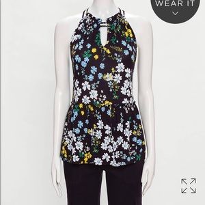 NWT LOFT GARDEN PEPLUM HALTER TOP